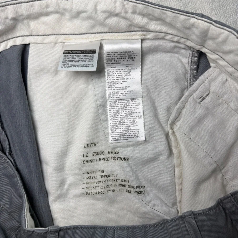 Levis Mens Chino Specifications Gray Flat Front Pants 55609-55328 39x34